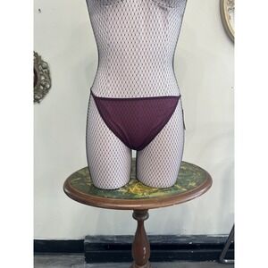 Vintage Calvin Klein Burgundy Sheer Mesh String Bikini Panties Size L Y2K